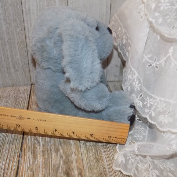 PLUSH PUPPY SMALL STUFFED ANIMAL GRAY WITH PLAID PAWS * - Picture 7 of 8